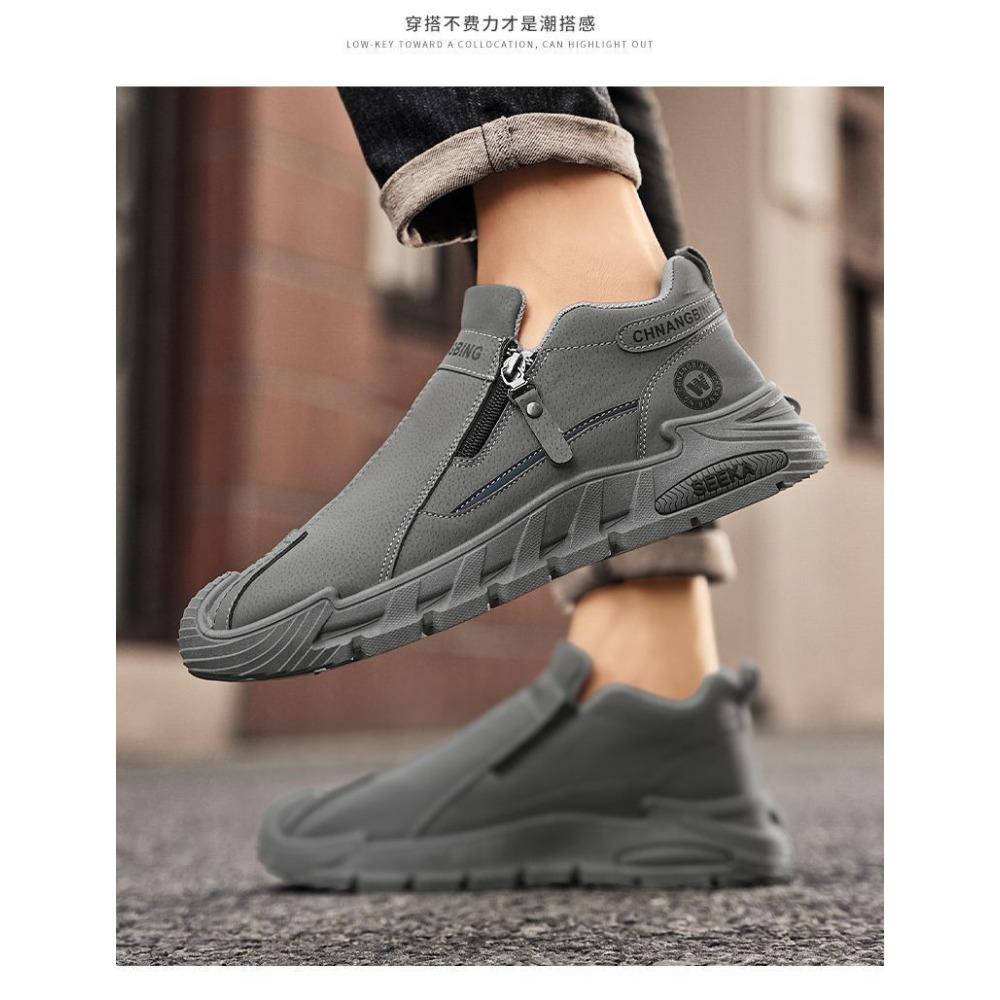 Chaussures de Travail Antidérapantes à Fermeture Éclair pour Homme Printemps Chaussures Décontractées Sportives Utilitaires Baskets