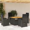 Vidaxl 5-Cz. Juego de Muebles de Jardín con Cojines, Negro, Ratán Sintético