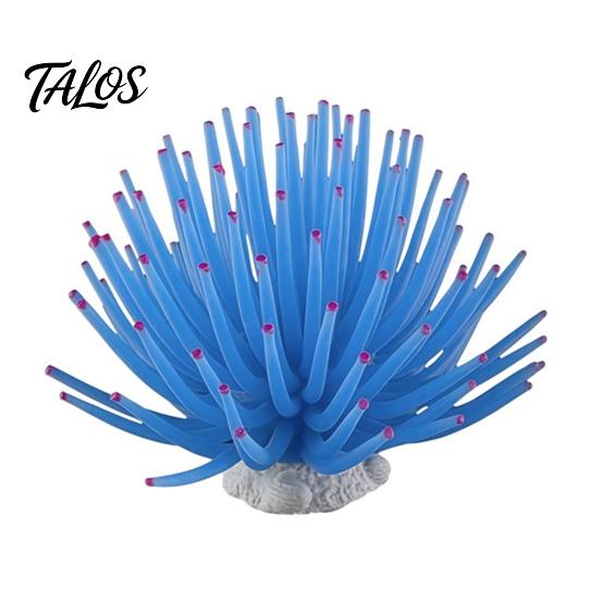 Aquarium Scenery Accessory Silicone Sea Anemone, Realistic Blue Actinian, Fish Tank Stable Decoration Ornament, Flexible Actinia for Seawater