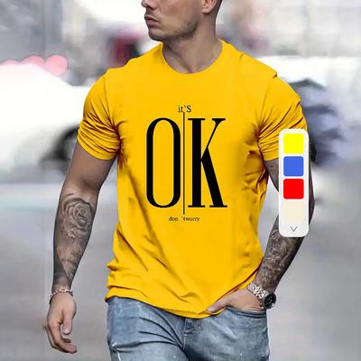 2024 Herren Street Ok Brief Print T-Shirt Sommer Herren Casual Kurzarm Tops Übergroße Hipster T-Shirts Kleidung Neue Herrenmode