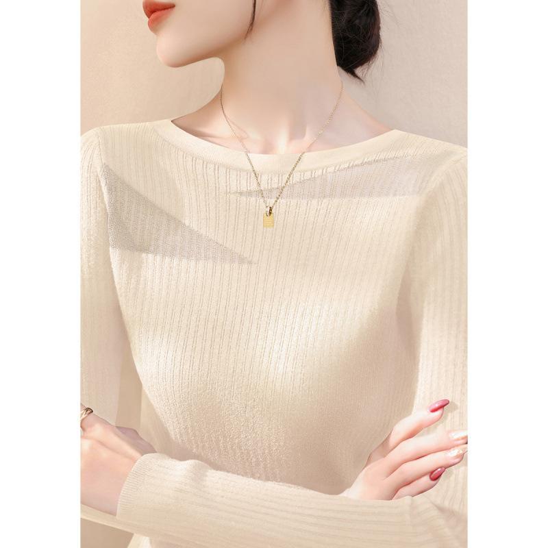 

Temperament elegant skin soft knitted sweater pullover women s early spring new long-sleeved bottoming shirt top women s One Size