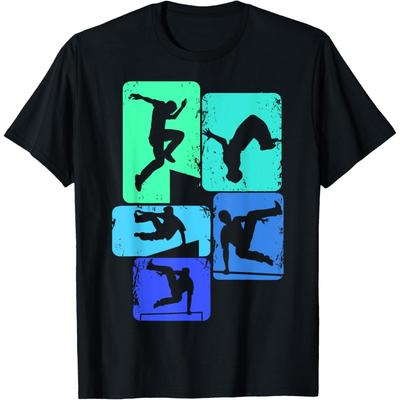 Cool Parkour Freerunning Gifts Retro Parkour T Shirts Men Cotton Humor Streetwear Tee Shirt Short Sleeve Unisex Loose Clothing
