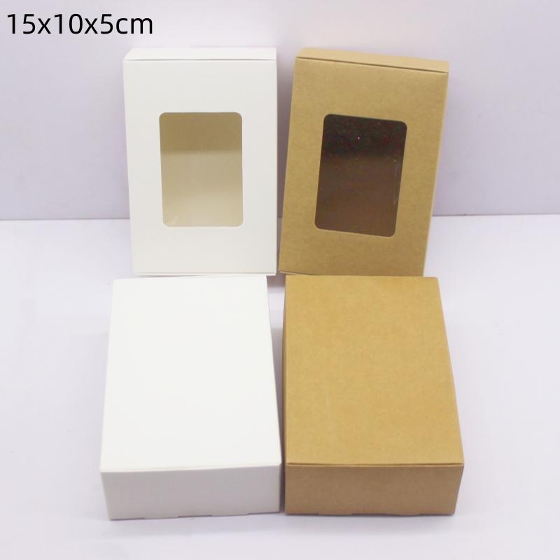 10 pcs various sizes of white/kraft paper boxes, used for holiday gift candy packaging, jewelry packaging