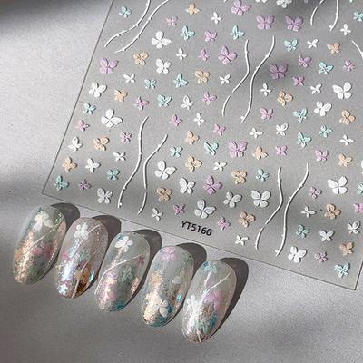 Butterfly Nail Art Stickers Embossed Nail Decals Nail Art Design Self Adhesive Nail Supplies For Women Manicure Decoration