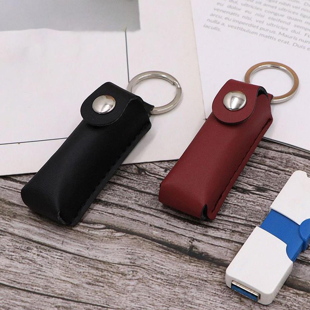 Flash Drive Case PU Leather USB Flash Drive Storage Case Small Keychain for Teacher Photographers Office Backup Birthday Access