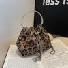 Leopard print fashion small bag spring new portable bucket bag retro chain oblique span bag