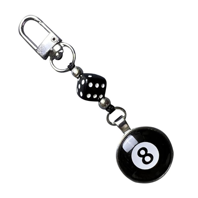 Smiling Face Dice 8 Ball Charm Keyring Backpack Decoration Handmade Pendant Keyring Fashion Bag Charm Fashion Keychain