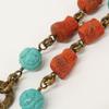 STEPHEN DWECK Turquoise/Coral Chain Necklace Gold/Red/BlueUsed