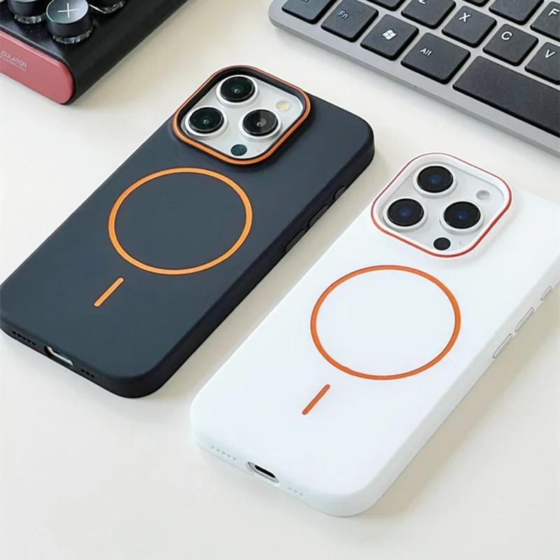 Ultrathin Hit Color For MagSafe Case For For Iphone 16 17 15 14 13 12 Pro Max 17 Air Magnetic Wireless Charging Matte Hard PC Cover