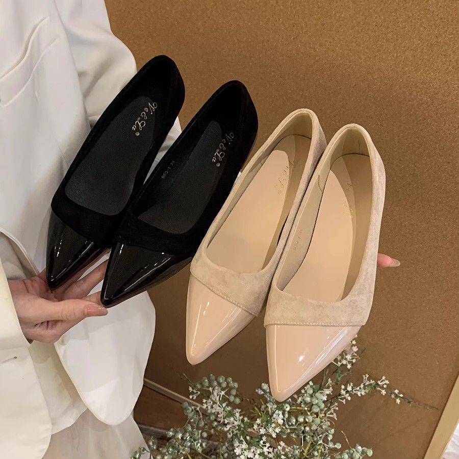 Elegant and gentle style flat bottom with skirt single shoes summer new French small fragrant style temperament pointed shoes fairy shoes