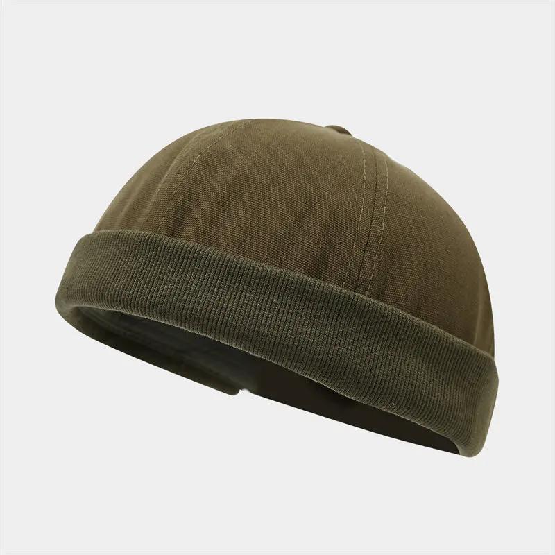 Spring and Summer Cotton Solid Docker Cap Brimless Hat Skullies Beanie Hats Landlord Sailor Cap Men and Women 40