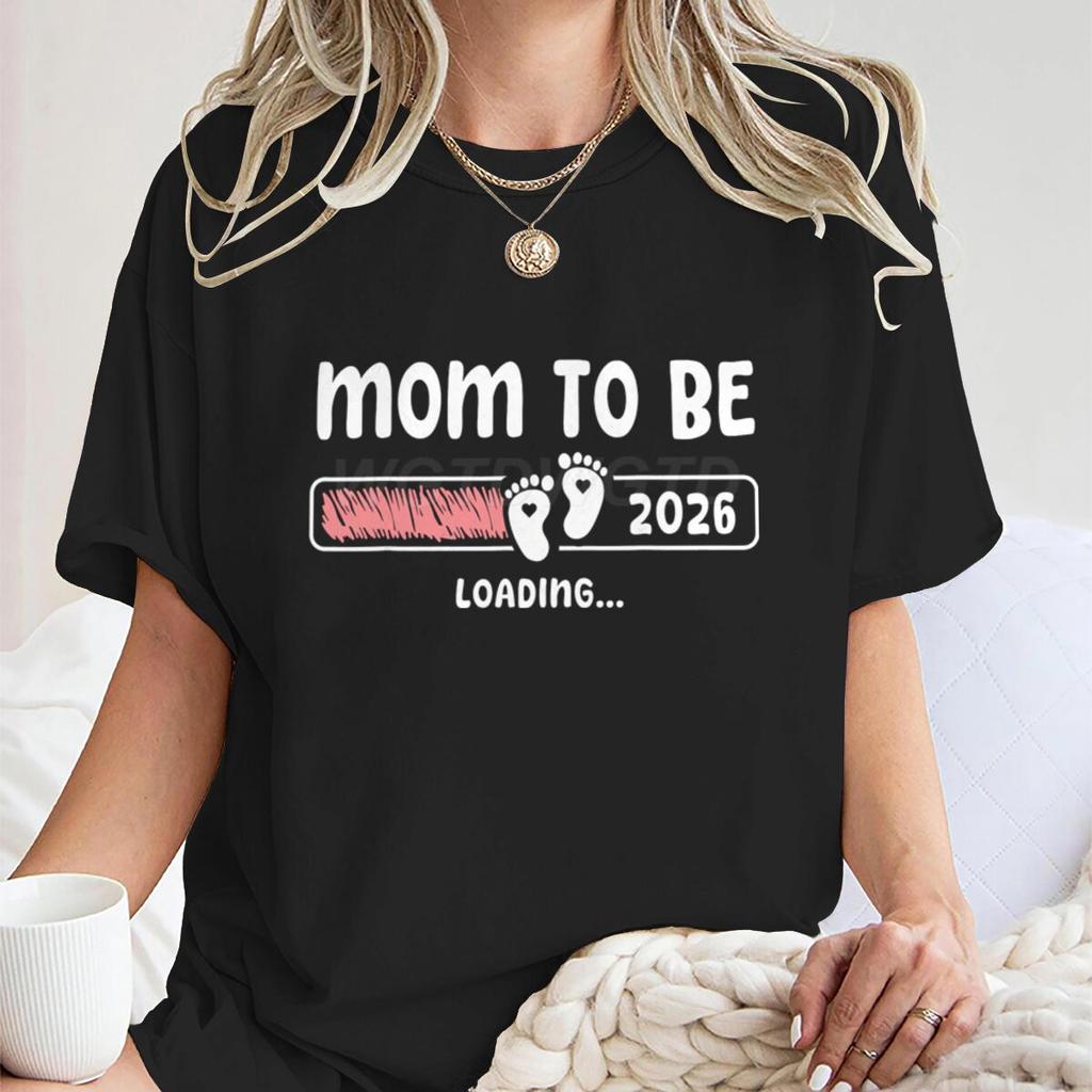 Mom To Be 2026 Loading Tshirt Crew Neck Short Sleeve Tee Mom To Be 2026 Tshirt Casual Daily Wear Pregnancy Graphic Tee