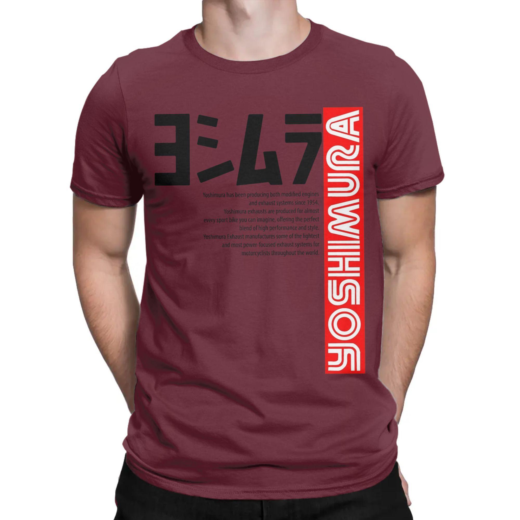 

Японские мотоциклетные футболки Yoshimura для мужчин из чистого хлопка, винтажная футболка с круглым вырезом, футболка с коротким рукавом, топы больших размеров XXXXXL бордовый