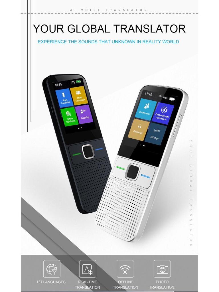 T10 Smart Voice Translator with Offline Support for 14 Countries, 138 Languages, WiFi, Photo & Recording Features.