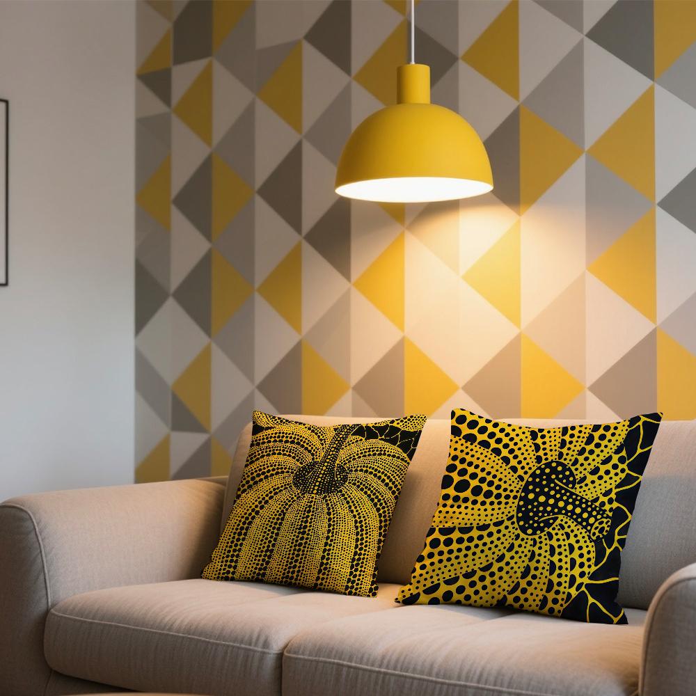 Art K-Kusama Y-Yayoi Pumpkin Cushion Cover For Sofa Car Office Cafe Soft And Comfortable Double-Sided Printing Pillow Cover