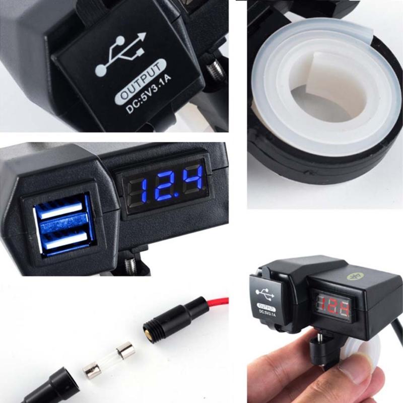 Wasserdichter 12V Motorrad Dual-Port USB-Lader LED Voltmeter Mit GPS-Positionierung