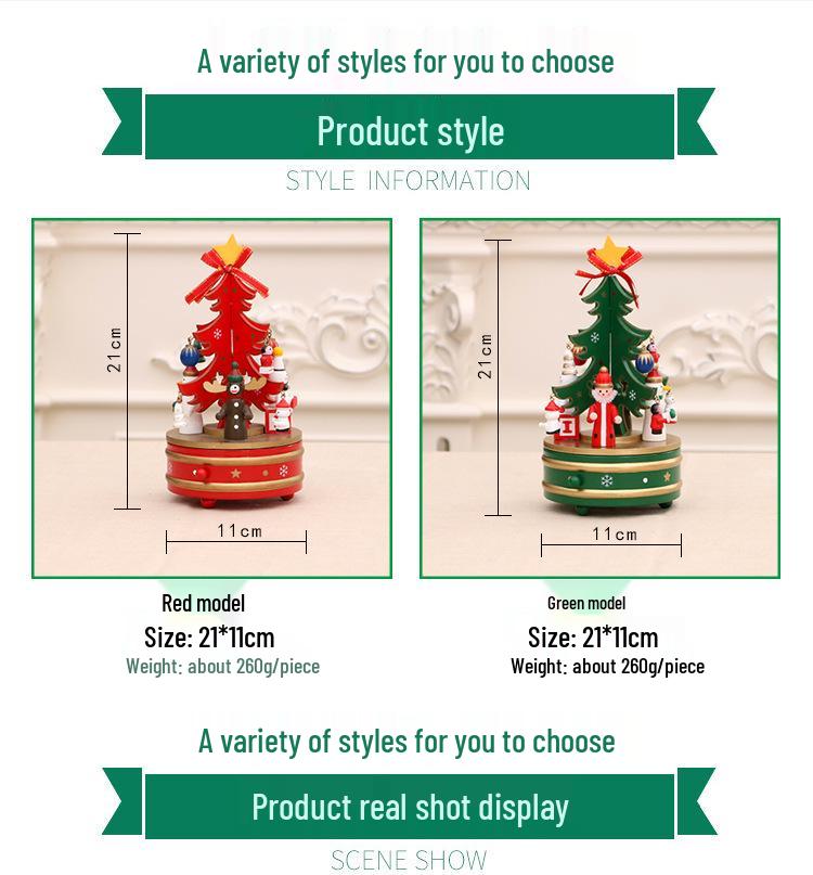 Wooden Rotating Christmas Tree Music Box - Holiday Decoration & Children's Gift