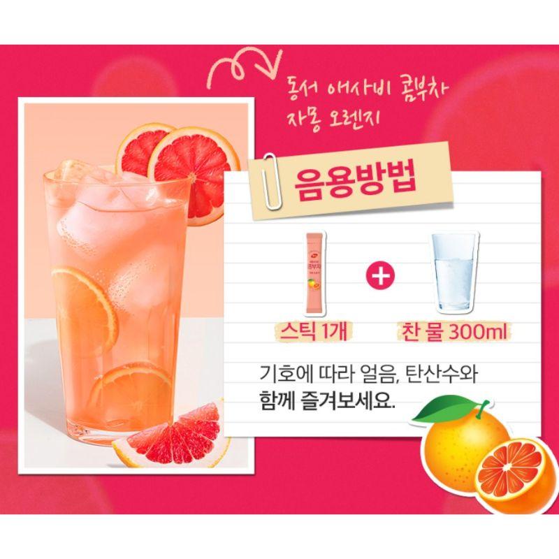 Kombucha Tea Powder Stick Grapefruit Orange Flavor 5g x 30 Sachets Korean Style Citrus Fruit Tea