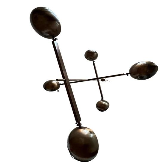 Mid-Century Modern Brass Adjustable Arm Sputnik Chandelier Six-Light Ceiling Fixture Lighting For Hall, Living Room