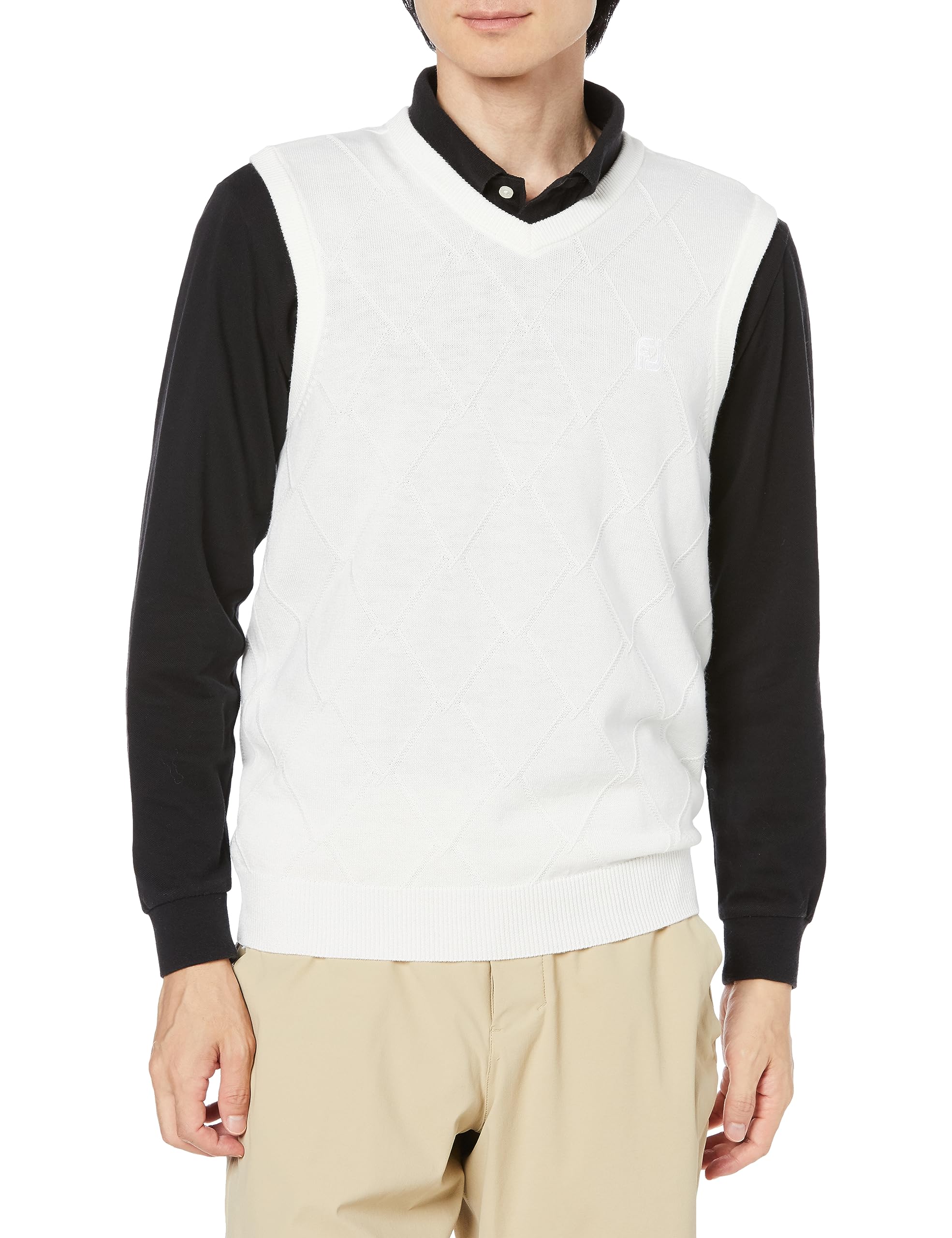 

Жилет для гольфа FootJoy Modern Classic Cable Argyle с V-образным вырезом FJ-F23-M02 Мужской Белый M