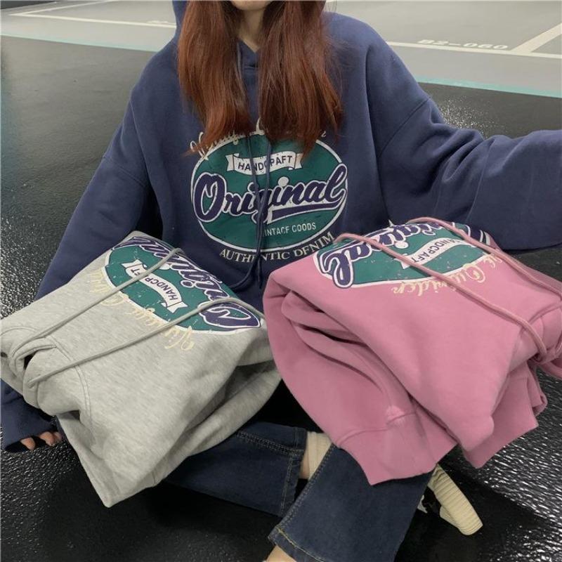 Women Long Sleeve Hooded V Neck Loose Pullovers Female Tops Solid Color Sweatshirts