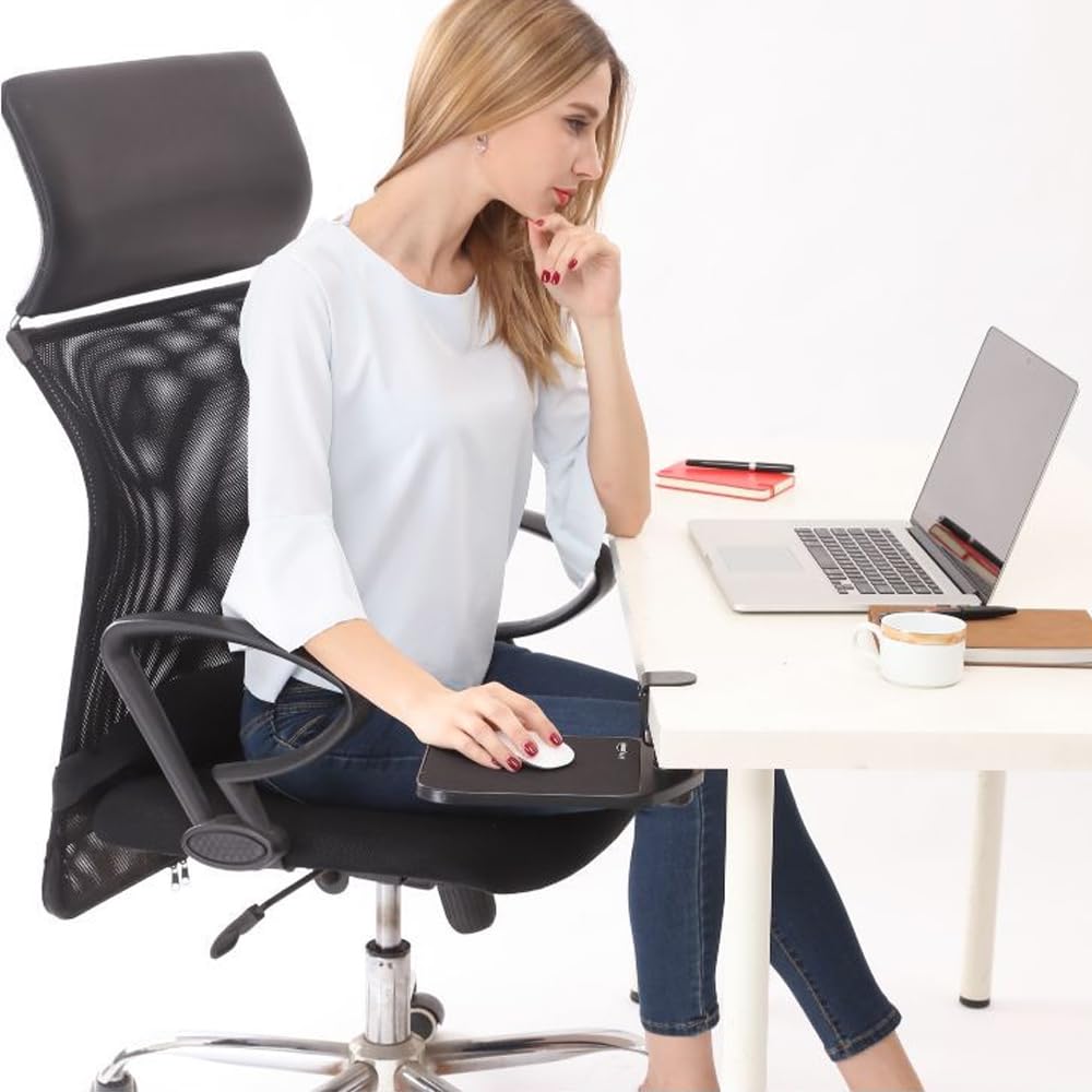 FUGEST Armrest Mouse Table Wrist Rest Clamp Type Rotation Hard Plastic Under Table Armrest Computer Desk 360°