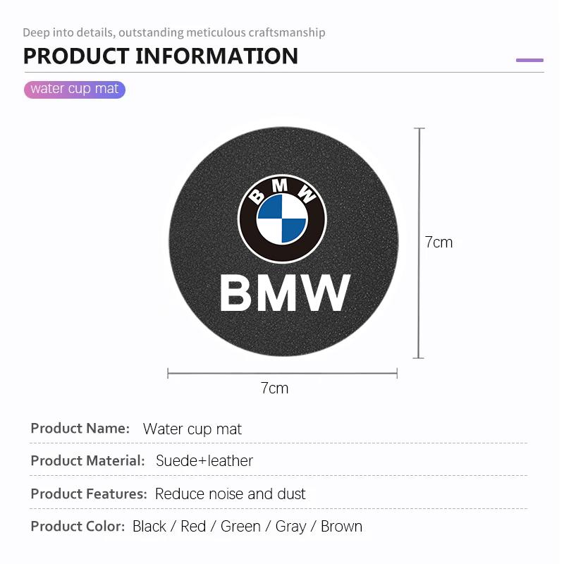 Car Suede Water Cup Mat Noise Proof Coaster For BMW 1 2 3 4 5 7 Series  X1 X2 X3 X5 X4 X6 X7 G30 G20 G32 G11 G12 G07 G06 G05 M3