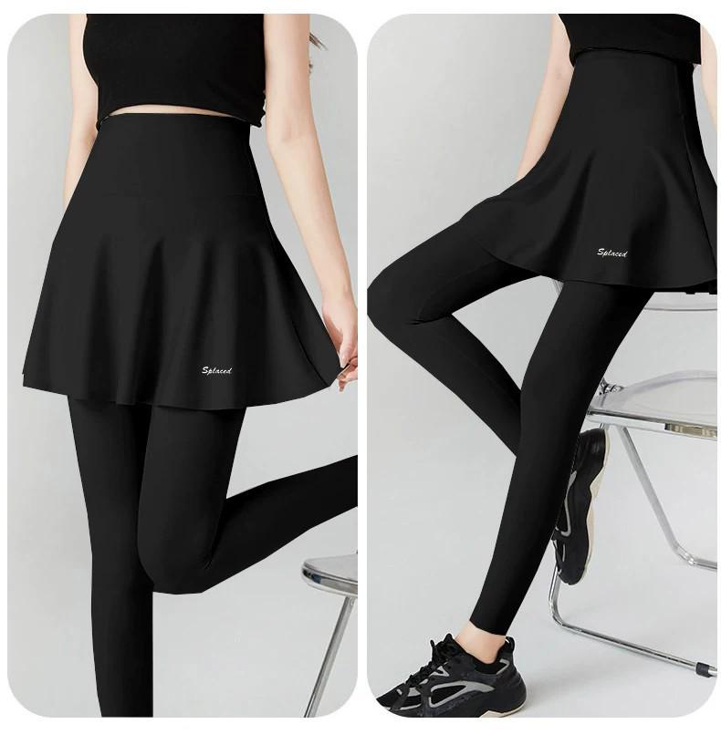 Spring & Autumn Women's Two-Piece-Style Yoga Skirt Pants - Sports Fitness Shark Pants with Integrated Hip Covering Base Layer
