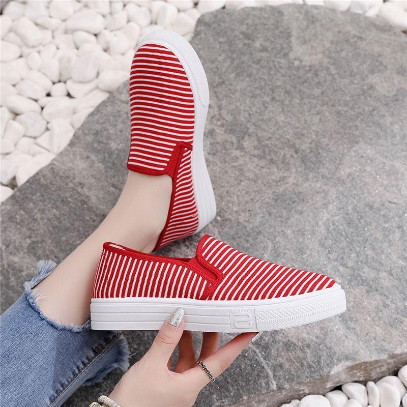 

Модные повседневные полосатые парусиновые туфли на высокой платформе для женщин Тренды весна-осень 2025 Оригинальные корейские новые поступления Обувь для ходьбы для женщин 40