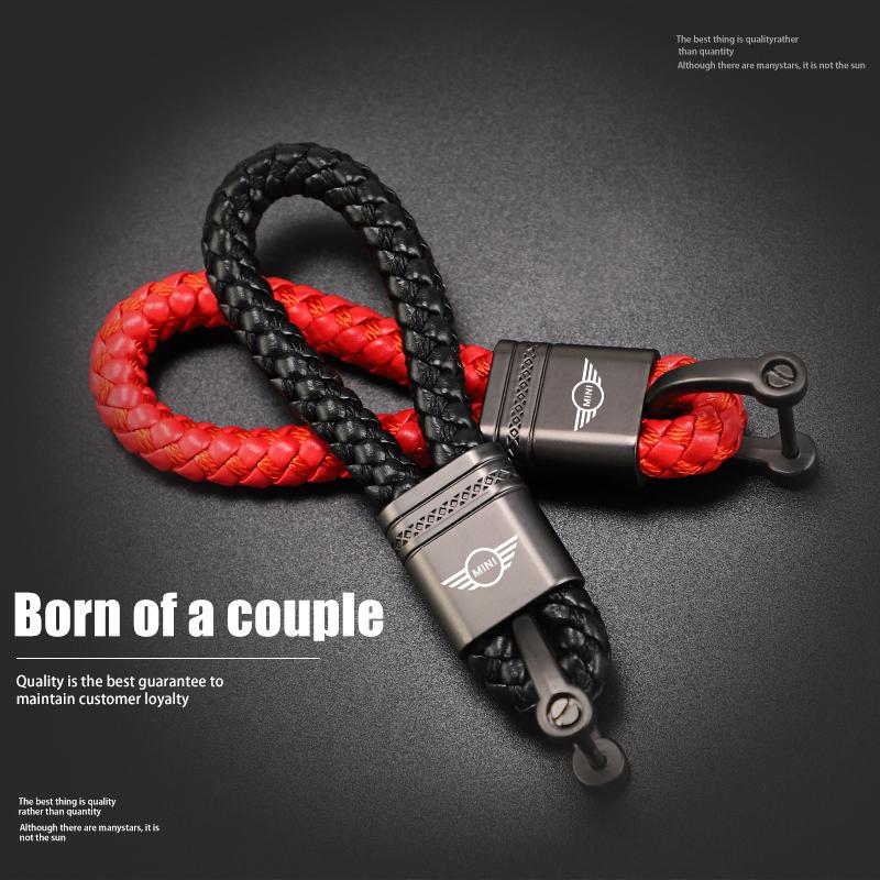 Car Styling Keychain Leather Woven Rope Metal Key Ring For BMW Mini Works Cooper F54 F55 F56 F57 F60 R50 R52 R53 R55 R56 R57 R58 akvnt44