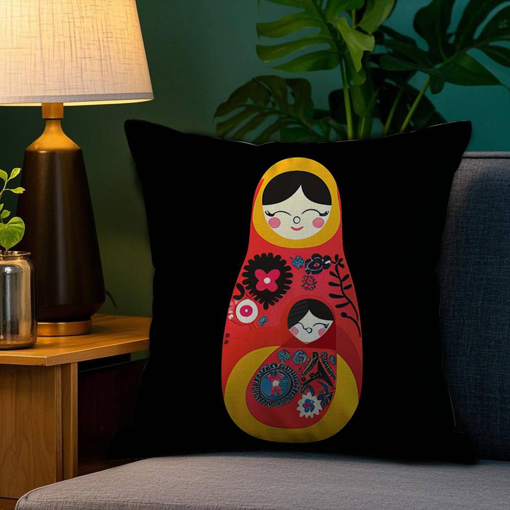 

Матрёшка Россия Искусство Наволочка Плюшевая Ткань Мягкий Двусторонний Принт Дом Диван Высокое Качество Наволочка Накидка 12x12Inch