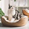 OUZEY Handgefertigtes Rattanflechten Haustier Katzenbett Bequemes Schlafen Atmungsaktive Katzenkörbe Große Kapazität Kätzchen Welpe Nest Kissen