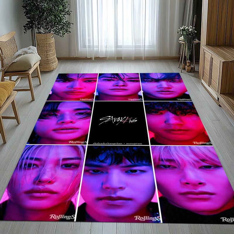 HD Stray Kids Kpop Star Living Room Non-Slip Area Rug Soft Carpet for Bedroom Kids Playroom Sofa,Home Decor Doormat Gift