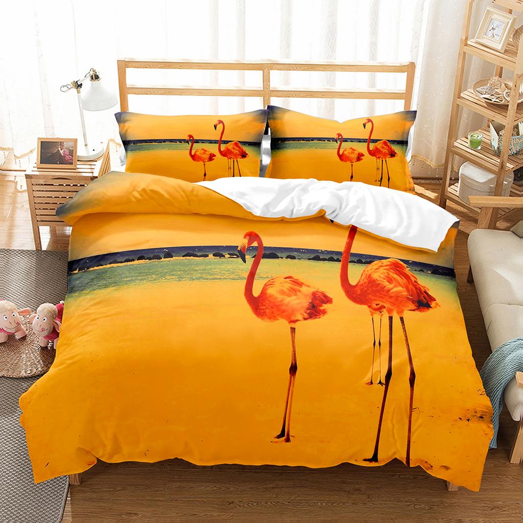 Flamingo-Bettbezug-Set, Wildtiere, Polyester, Bettbezug, Doppelbettgröße, für Kinder, Teenager, Erwachsene, Schlafzimmer-Dekor, Bettwäsche-Set