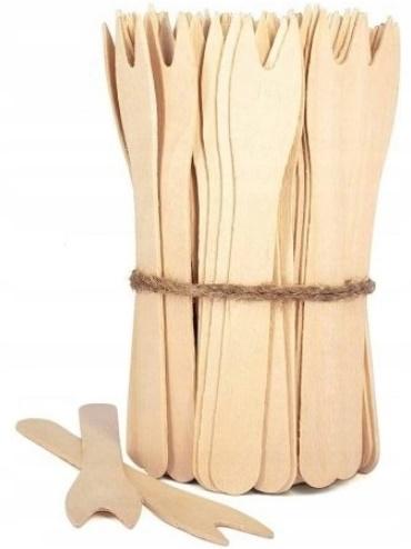 Disposable Wooden Fork for French Fries 100 Pcs