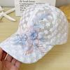 Women's Summer Lace Baseball Cap with Embroidered Floral Mesh - Korean Style Sun Protection Hat