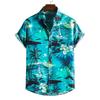 Spring and Summer Men's Beach Shirt Hawaiian Short Sleeve Flower Shirt Men's