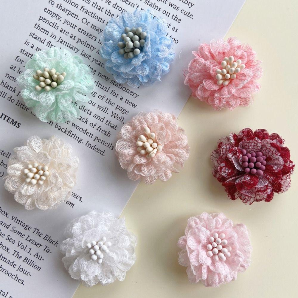 10PCS Artificial Camellia Cloth Applique Multilayer Jewelry Accessories  Sewing