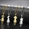  Spiral Moon Star Planet People Necklace for Children Fashion Fun Space Enthusiasts Pendant Necklaces Party Jewelry Gifts