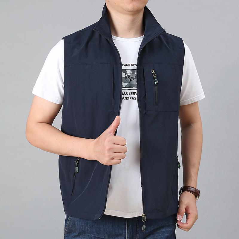 Men's Plus Size Quick-Dry Outdoor Casual Vest - Sleeveless, Loose Fit for Spring & Autumn