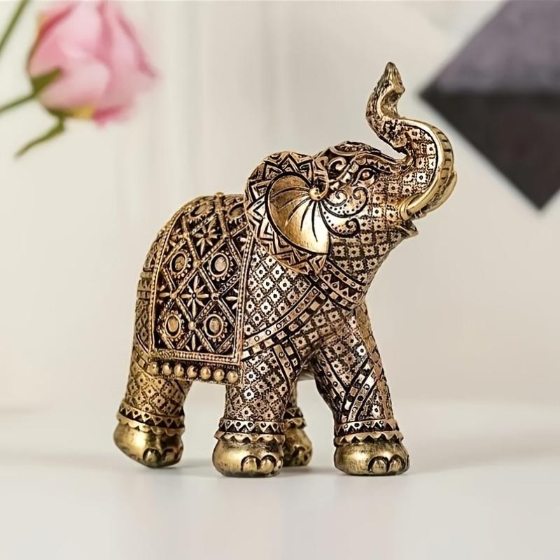 Attrazione Retrò Ricchezza Resina Elefante Scultura Fortunata Antica Artigianato per Casa Scrivania Ornamenti Giardino Esterno Bonsai Decorazione Regalo