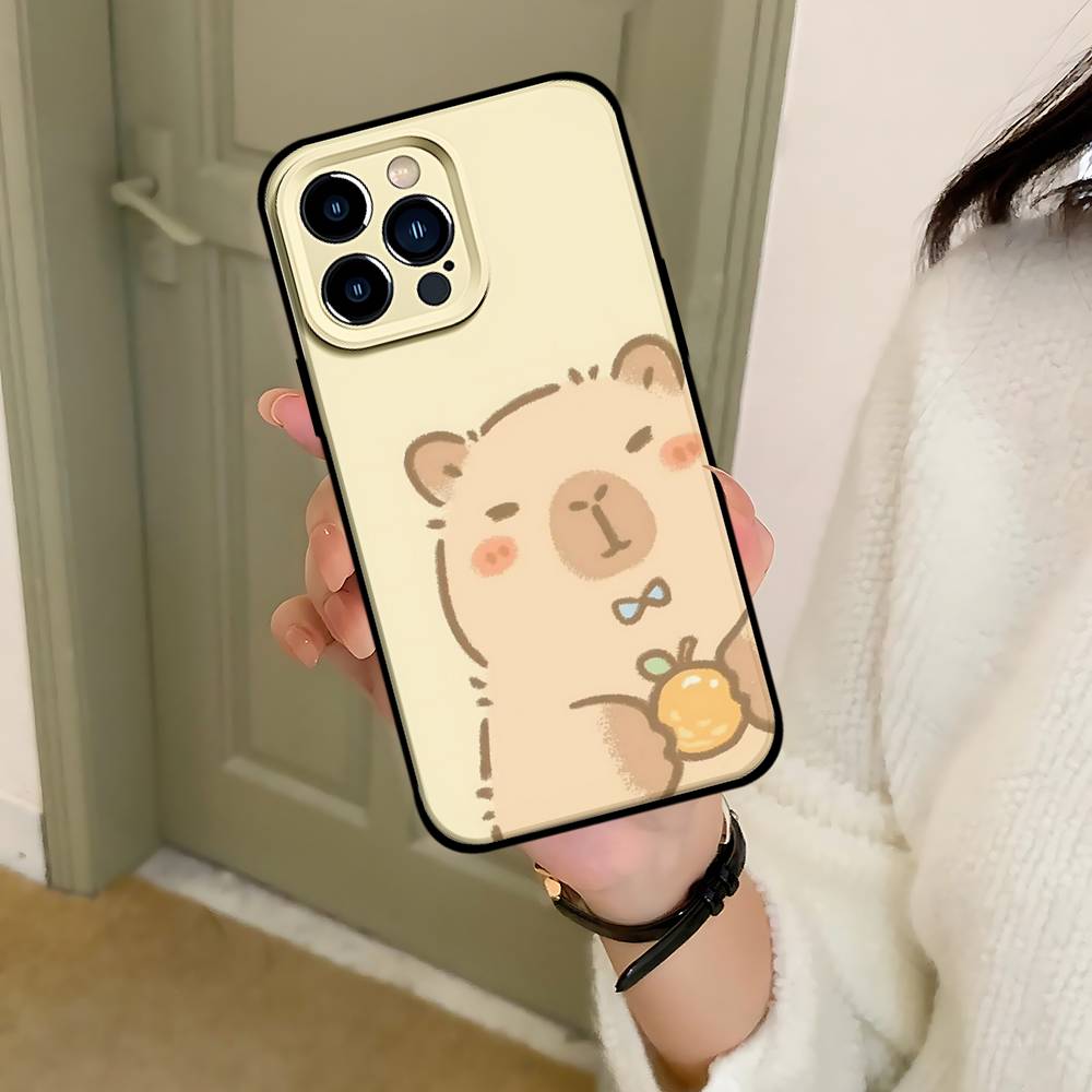 C-Cartoon-C-Cutes C-Capybara Handyhülle Schwarz Passend für iPhone 17,16,15,11,13,14 Pro Max,Plus,X,Xr,Xs Max,13Mini