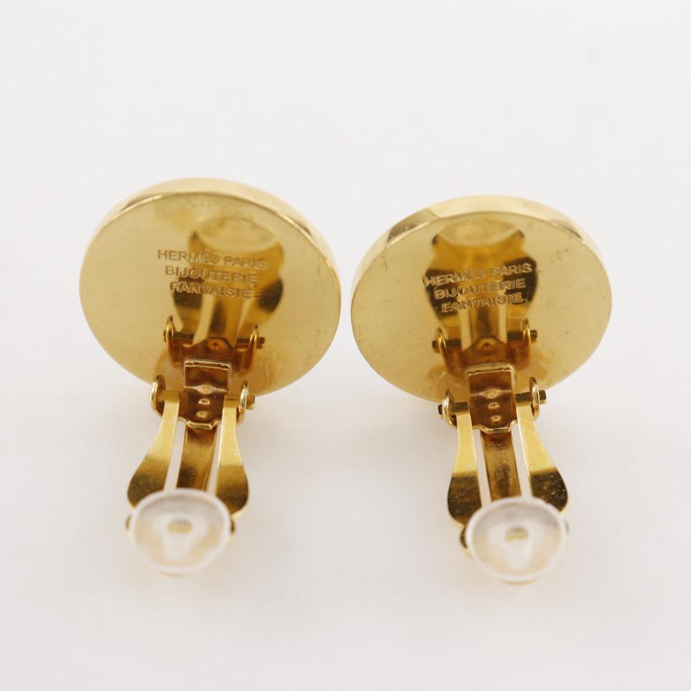 HERMES Corozo Earring vintage gray Plated Gold 10g Women Used