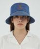Bajal Va Curved Denim Stitch Detail Bucket Hat Light Indigo