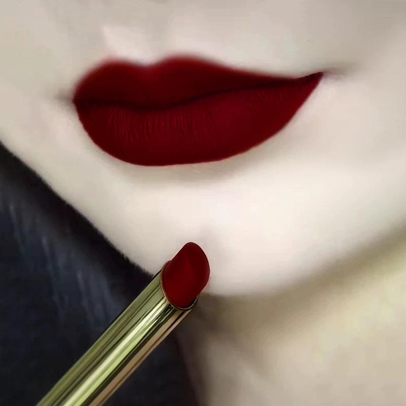 Non-Fading No Stain On Cup Burgundy Lipstick Raincoat Stiletto Heel Matte Waterproof Nourishing Long-Lasting Yellow Leather White Non-Fading