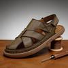 Sandales pour Hommes Respirantes Cuir Creux Bout Fermé Anti-Odeur Nouvelles Semelles Souples Antidérapantes Résistantes à l'Usure Chaussures d'Extérieur pour Plage pour Adolescent