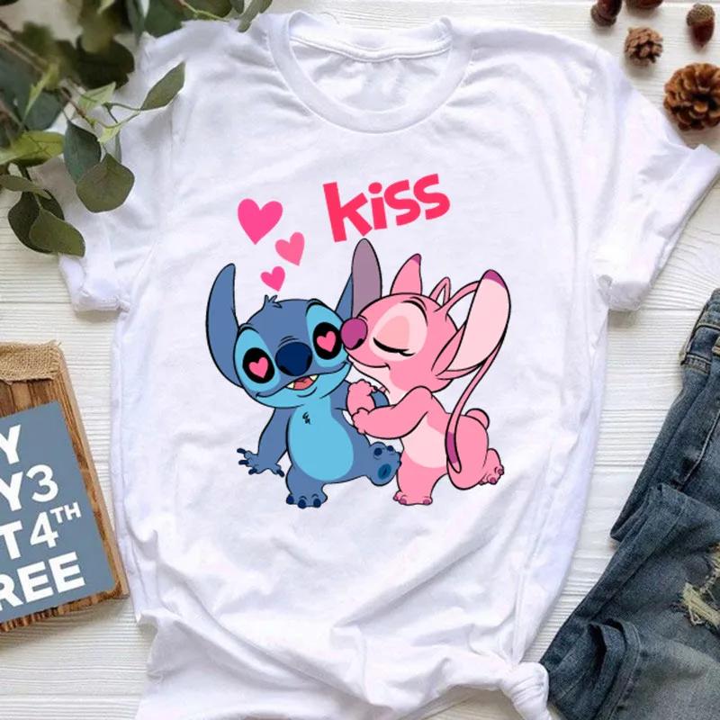 

Summer Disney T Shirt Women Tops Cartoon Hearts Graphic Print Tees Cute Disney Anime Tshirt 4XL