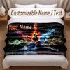 Music Guitar Theme Soft Blanket Personalized Custom Name Text Print Warm Blanket Home Sofa Bedroom Decor