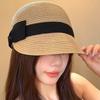 New Summer Women's Bucket Hats Bowkont Straw Hat Solid Color Sunshade Sunscreen Caps Korean Simple Beach Vacation Travel Hat