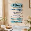 Wooden Kitchen Quote Sign Rustic Hanging for Wall Decor, Cutlery Design Home Art with Inspirational Family Slogan & Lanyard Farmhouse Decoration Solid